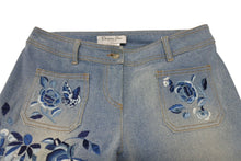 Load image into Gallery viewer, Christian Dior クリスチャンディオール デニムパンツ 5A12044011 ガリアーノ期 コットン ポリウレタン ブルー マルチカラー 美品 中古 4b002007