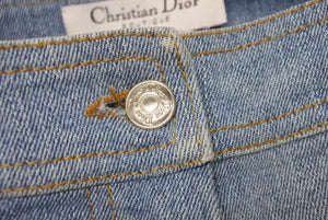 Christian Dior クリスチャンディオール デニムパンツ 5A12044011 ガリアーノ期 コットン ポリウレタン ブルー マルチカラー 美品 中古 4b002007