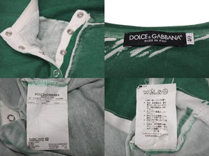 DOLCE＆GABBANA ドルチェアンドガッバーナ タンクトップ ラインストーン ロゴ グリーン ホワイト サイズ40 美品 中古 4b002078