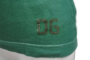 DOLCE＆GABBANA ドルチェアンドガッバーナ タンクトップ ラインストーン ロゴ グリーン ホワイト サイズ40 美品 中古 4b002078
