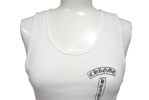 CHROME HEARTS クロムハーツ CH クロス タンクトップ FUCK YOU ホワイト サイズS コットン 美品 中古 4b002084