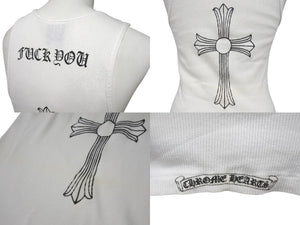 CHROME HEARTS クロムハーツ CH クロス タンクトップ FUCK YOU ホワイト サイズS コットン 美品 中古 4b002084