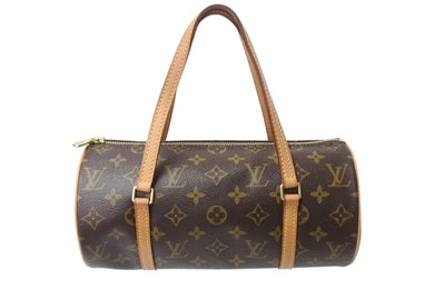 極美品 LOUIS VUITTON ルイヴィトン パピヨン26 ハンドバッグ M51366 モノグラム PVC レザー ブラウン ゴールド金具 中古 4b002110