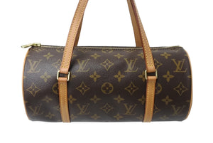 極美品 LOUIS VUITTON ルイヴィトン パピヨン26 ハンドバッグ M51366 モノグラム PVC レザー ブラウン ゴールド金具 中古 4b002110