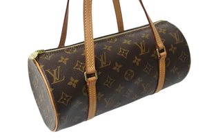 極美品 LOUIS VUITTON ルイヴィトン パピヨン26 ハンドバッグ M51366 モノグラム PVC レザー ブラウン ゴールド金具 中古 4b002110