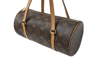 極美品 LOUIS VUITTON ルイヴィトン パピヨン26 ハンドバッグ M51366 モノグラム PVC レザー ブラウン ゴールド金具 中古 4b002110