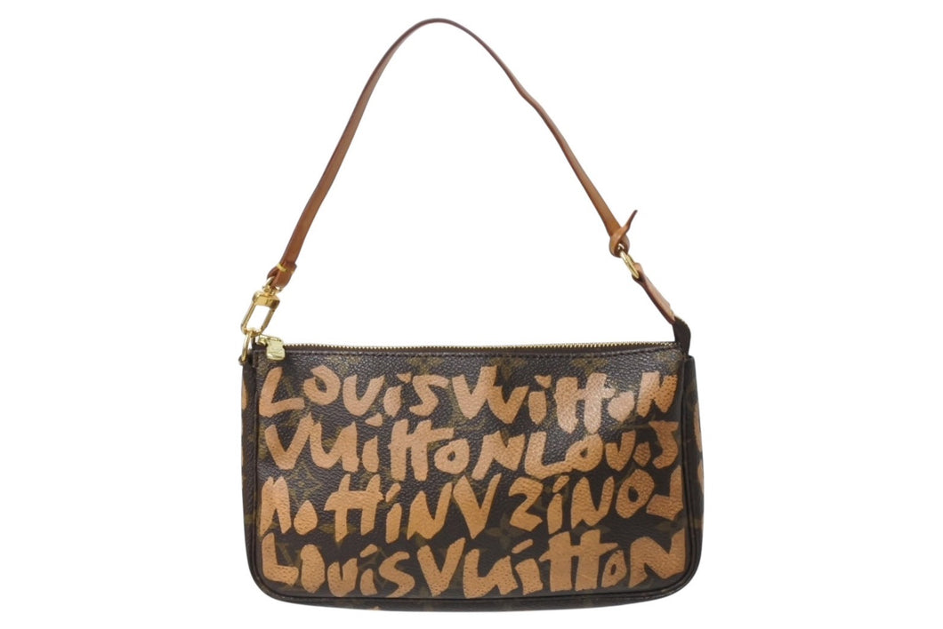 LOUIS VUITTON ルイヴィトン ポシェットアクセソワ―ル ポーチ M92193 モノグラム グラフィティ ブラウン PVC 美品 中古 4b002111