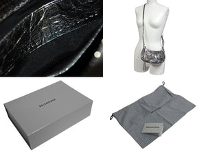 新品同様 BALENCIAGA バレンシアガ LE CAGOLE ルカゴール ミニショルダーバッグ 695814 レザー 2way スタッズ シルバー 中古 4b002113
