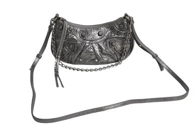 新品同様 BALENCIAGA バレンシアガ LE CAGOLE ルカゴール ミニショルダーバッグ 695814 レザー 2way スタッズ シルバー 中古 4b002113