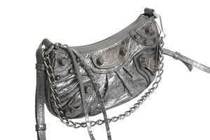 新品同様 BALENCIAGA バレンシアガ LE CAGOLE ルカゴール ミニショルダーバッグ 695814 レザー 2way スタッズ シルバー 中古 4b002113