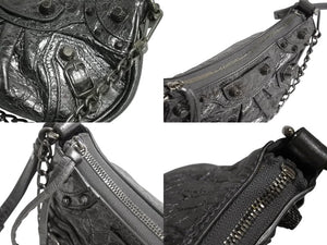新品同様 BALENCIAGA バレンシアガ LE CAGOLE ルカゴール ミニショルダーバッグ 695814 レザー 2way スタッズ シルバー 中古 4b002113