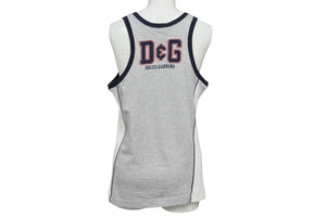 Dolce&Gabbana ドルチェ&ガッバーナ 1970’s Gym on the Beach 切り返し パッチワーク タンクトップ メンズ サイズ M グレー トリコカラー 美品 中古 4b002131