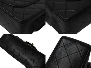 極美品 CHANEL シャネル マトラッセ23 Wフラップ Wチェーンショルダーバッグ 3番台 ラムスキン ココマーク ブラック ゴールド金具 中古 4b002134