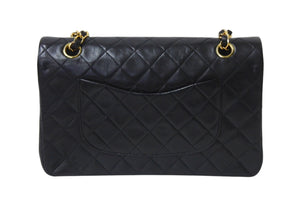 極美品 CHANEL シャネル マトラッセ25 Wフラップ Wチェーンショルダーバッグ 2番台 ラムスキン ココマーク ブラック ゴールド金具 中古 4b002135