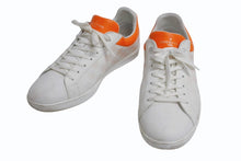 Load image into Gallery viewer, LOUIS VUITTON ルイヴィトン ダミエローカットスニーカー ダミエキャンバス レザー ホワイト オレンジ サイズ9 美品 中古 4b002180