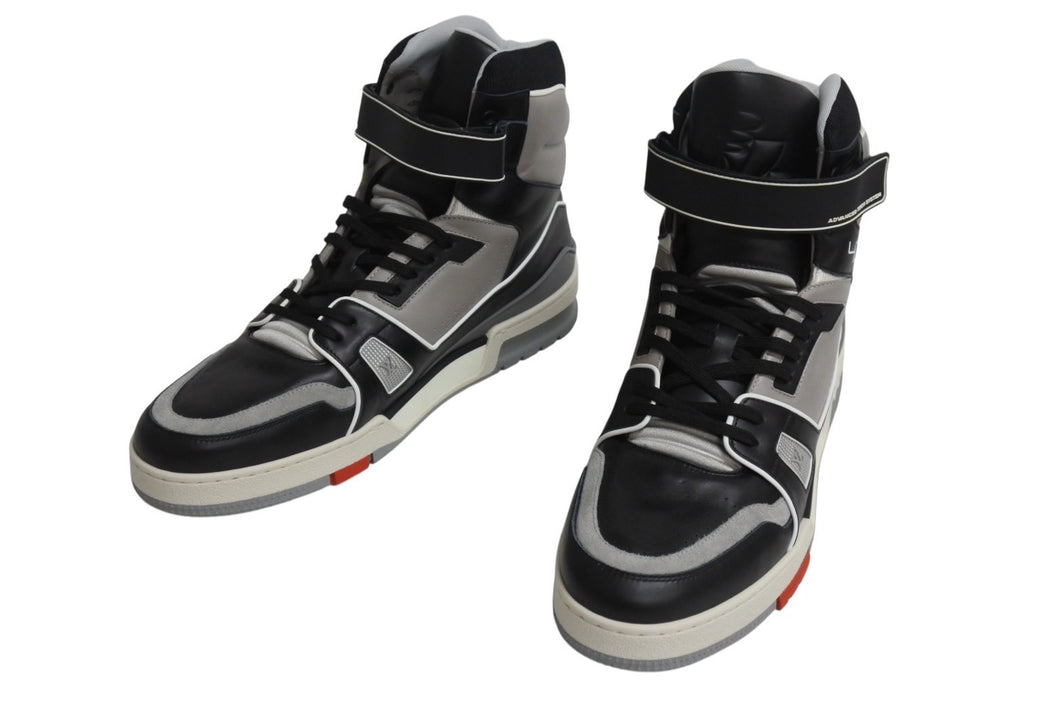 極美品 LOUIS VUITTON ルイヴィトン LVトレイナー ハイカットスニーカー ヴァージル期 1A54IS ブラック グレー サイズ9 中古 4b002188