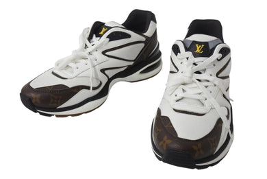 新品未使用 LOUIS VUITTON ルイヴィトン トレイルライン レザーローカットスニーカー FD0230 モノグラム ホワイト ブラウン 8.5 中古 4b002194