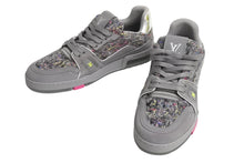 Load image into Gallery viewer, 極美品 LOUIS VUITTON ルイヴィトン LVトレイナーローカットスニーカー 1a998b ヴァージル期 ツイード グレー マルチカラー 9 中古 4b002196
