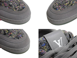 極美品 LOUIS VUITTON ルイヴィトン LVトレイナーローカットスニーカー 1a998b ヴァージル期 ツイード グレー マルチカラー 9 中古 4b002196