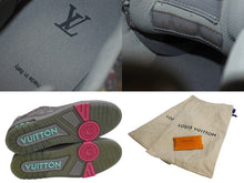 Load image into Gallery viewer, 極美品 LOUIS VUITTON ルイヴィトン LVトレイナーローカットスニーカー 1a998b ヴァージル期 ツイード グレー マルチカラー 9 中古 4b002196