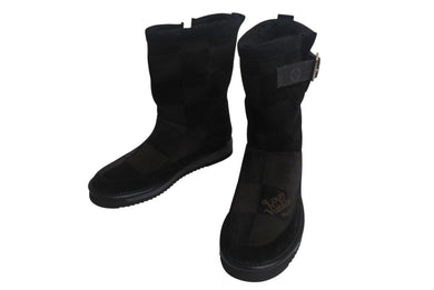 新品同様 LOUIS VUITTON ルイヴィトン NIGO コージーライン ムートンボアブーツ BM0250 ブラック ブラウン サイズ9.5 中古 4b002197