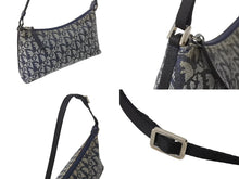 Load image into Gallery viewer, ChristianDior クリスチャンディオール サドルポーチ アクセサリーポーチ トロッター柄 02RU 0074 ネイビー ガリアーノ期 美品 中古 4c071634