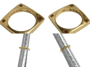 CHROME HEARTS クロムハーツ スクエア サークル リング 重量約8.4g 22Kサイズ 11.5号 22K刻印 ゴールド 美品 中古 4b002211 