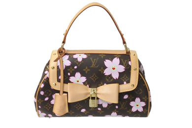 極美品 LOUIS VUITTON ルイヴィトン サックレトロPM マロン ハンドバッグ M92012 モノグラムチェリーブロッサム ブラウン 中古 4b002223