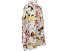 Load image into Gallery viewer, CHANEL シャネル ヴィンテージ 総柄 シルク 長袖シャツ マルチカラー ココマーク ココボタン ロゴ ペイント 美品 中古 22383