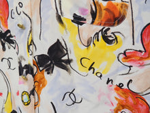 Load image into Gallery viewer, CHANEL シャネル ヴィンテージ 総柄 シルク 長袖シャツ マルチカラー ココマーク ココボタン ロゴ ペイント 美品 中古 22383