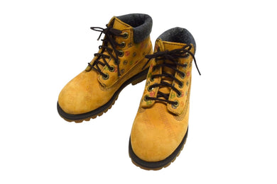 TIMBERLAND ティンバーランド 6インチブーツ イエローブーツ マルチカラー ロゴ総柄 キッズ サイズ17.5cm 良品 中古 4b000226 