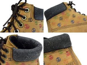 TIMBERLAND ティンバーランド 6インチブーツ イエローブーツ マルチカラー ロゴ総柄 キッズ サイズ17.5cm 良品 中古 4b000226 