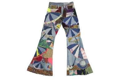 KAPITAL キャピタル パッチフレアデニムパンツ 異素材 K1704LP167 コットンブルーマルチカラー サイズ30 美品 中古 4b002285 