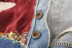KAPITAL キャピタル パッチフレアデニムパンツ 異素材 K1704LP167 コットンブルーマルチカラー サイズ30 美品 中古 4b002285 