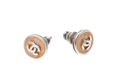 CHANEL シャネル ココマーク ピアス 重量約2.4g 00T刻印 ボタンモチーフ メタル レジン シルバー オレンジ 両耳用 美品 中古 4b001059