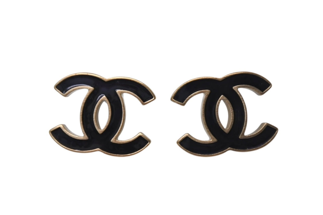 CHANEL シャネル ココマーク ピアス 重量約9.2g B12P刻印 ブラック ゴールド GP メタル 両耳用 美品 中古 4b001033