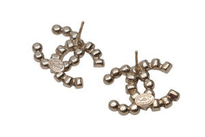 極美品 CHANEL シャネル ココマーク ピアス 重量約5.2g B17B刻印 メタル ラインストーン ゴールド ブラウン クリア 両耳用 中古 4b001045
