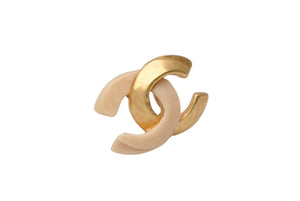 極美品 CHANEL シャネル ココマーク ピアス 重量約3.7g 00T刻印 バイカラー ゴールド アイボリー メタル GP 両耳用 中古 4b001058