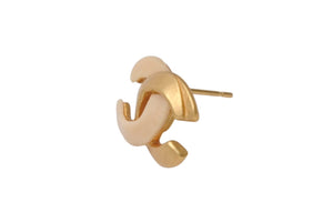 極美品 CHANEL シャネル ココマーク ピアス 重量約3.7g 00T刻印 バイカラー ゴールド アイボリー メタル GP 両耳用 中古 4b001058