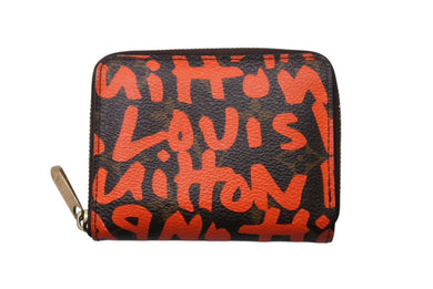 LOUIS VUITTON ルイヴィトン ジッピー コインパース コインケース M93708 モノグラム グラフィティ オレンジ 美品 中古 4b002349