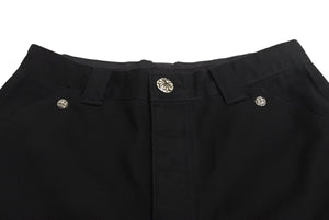 以前同様 CHROME HEARTS クロムハーツ カーペンターパンツ ダブルニー コットン ブラック SV925 サイズ31 中古 4b002354 