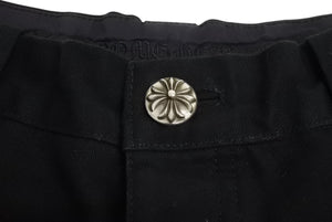以前同様 CHROME HEARTS クロムハーツ カーペンターパンツ ダブルニー コットン ブラック SV925 サイズ31 中古 4b002354 