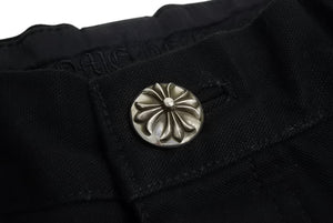 以前同様 CHROME HEARTS クロムハーツ カーペンターパンツ ダブルニー コットン ブラック SV925 サイズ31 中古 4b002354 