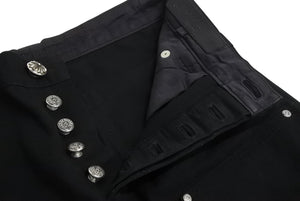 以前同様 CHROME HEARTS クロムハーツ カーペンターパンツ ダブルニー コットン ブラック SV925 サイズ31 中古 4b002354 
