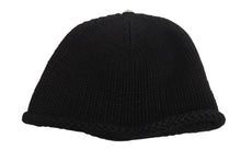 画像をギャラリービューアに読み込む, CHROME HEARTS クロムハーツ レザークロスパッチ クロスボール カシミヤビーニー ニット帽 レザー ブラック 美品 中古 4b002355 