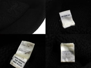 CHROME HEARTS クロムハーツ レザークロスパッチ クロスボール カシミヤビーニー ニット帽 レザー ブラック 美品 中古 4b002355 