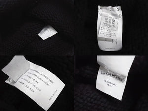 CHROME HEARTS クロムハーツ レザークロスパッチ クロスボール カシミヤビーニー ニット帽 レザー ブラック サイズOS 美品 中古 4b002356 