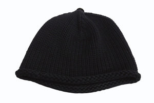 CHROME HEARTS クロムハーツ BSフレア レザーパッチビーカシミヤ ニットキャップ ニーフレアボール ブラック サイズOS 美品 中古 4b002358 