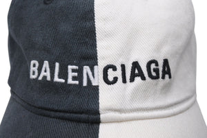 BALENCIAGA バレンシアガ 50/50 Piercing Cap ベルクロキャップ ベースボールキャップ サイズL 656455 ツートーン 美品 中古 4b002489