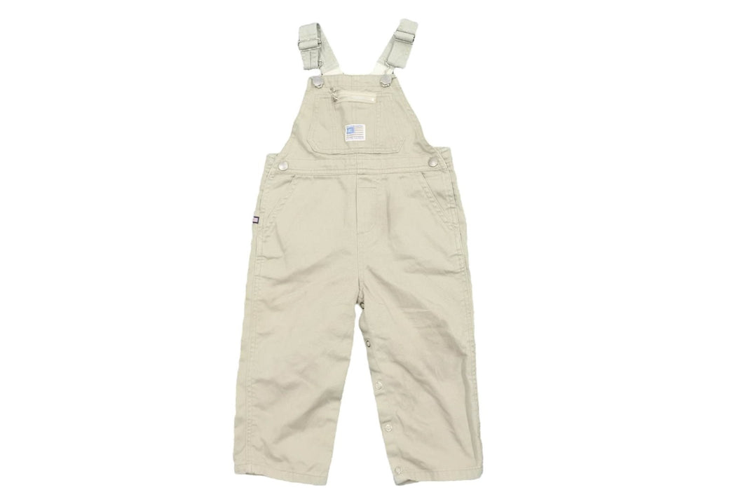 POLO RALPHLAUREN ポロラルフローレン オーバーオール トップス 日本製 コットン ベージュ シルバー サイズ90 美品 中古 25234
